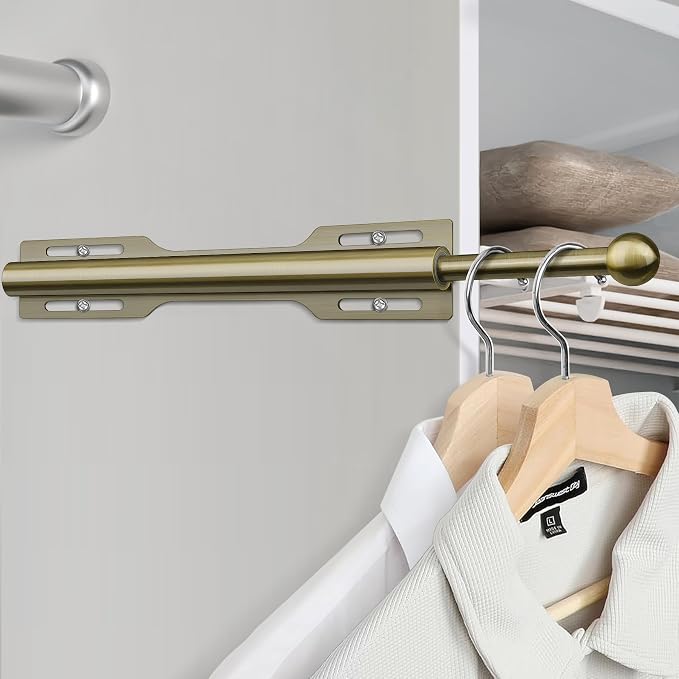 12" Valet Rod for Closet Pull Out (1 Pack, Antique Brass)
