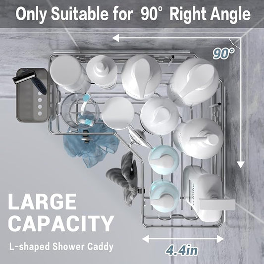 Corner Shower Caddy Bathroom Organizer: AKTECKE 2 Pack Adhesive Shelf Decor- No Drilling Stainless Steel Storage Rack with Hooks and Toothpaste Holder - Accessories Stuff