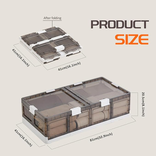 Under Bed Storage Containers with Wheels - Stackable, Foldable Plastic Storage Boxes with Lids for Clothes, Shoes, Blankets - Perfect for Bedroom Organization and Dorms (1 Pack-32.9''x16.1''x8.1'')