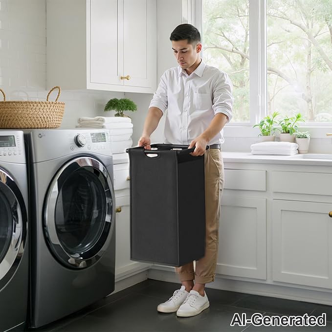 Herture Laundry Hamper with Shelf, Laundry Basket 4 Section, Laundry Sorter with Pull-Out Removable Large 4 Color Bags and Movable Wheels, Metal Frame, 4 x 15.87 Gallons (60L),Greige PF07XLZ