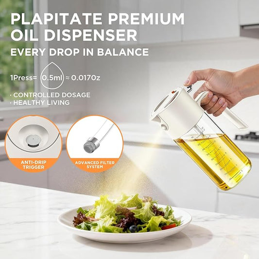 2Pcs 17oz Premium Olive Oil Sprayer for Cooking, 2 in 1 Glass Olive Oil Dispenser Bottle for Kitchen Gadgets, Spray Bottle with Portion Control for Salad, Frying, BBQ (Black & White)