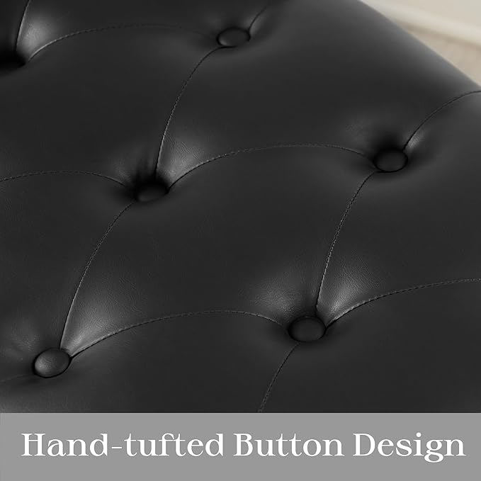 Ottoman with Storage,Storage Ottoman Bench, Storage Bench for Bedroom with Safety Hinge,Bedroom Benches with Seating for Living Room, Entryway (Black-PU)