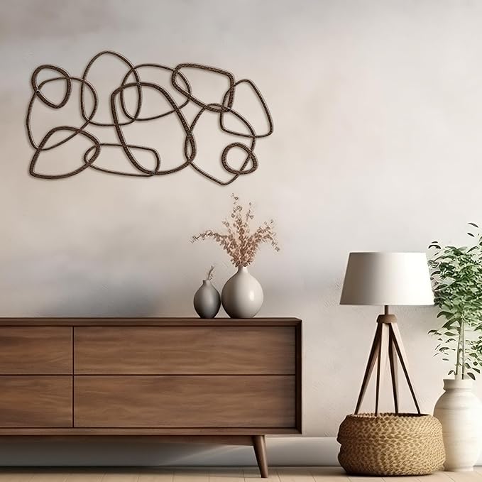 SIGNLEADER Metal Wall Decor Geometric Loops Minimalist Modern Abstract Wall Sculpture Hangings Home Decoration for Living Room, Bedroom, Bathroom, Kitchen, Outdoor - 24" Bronze