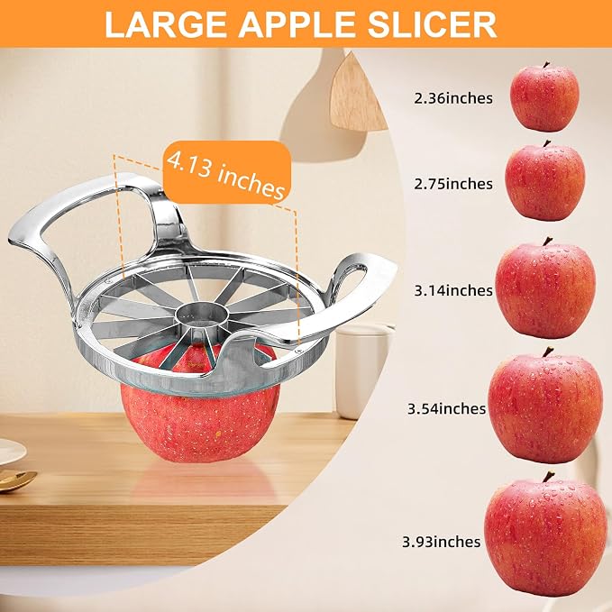 Apple Slicer with 12 Blades Extra Large Heavy Duty Stainless Steel Apple Corer, Dishwasher Safe Easy to Use Sharp Apple Slicer and Corer for Vegetables, Fruit and Pineapple