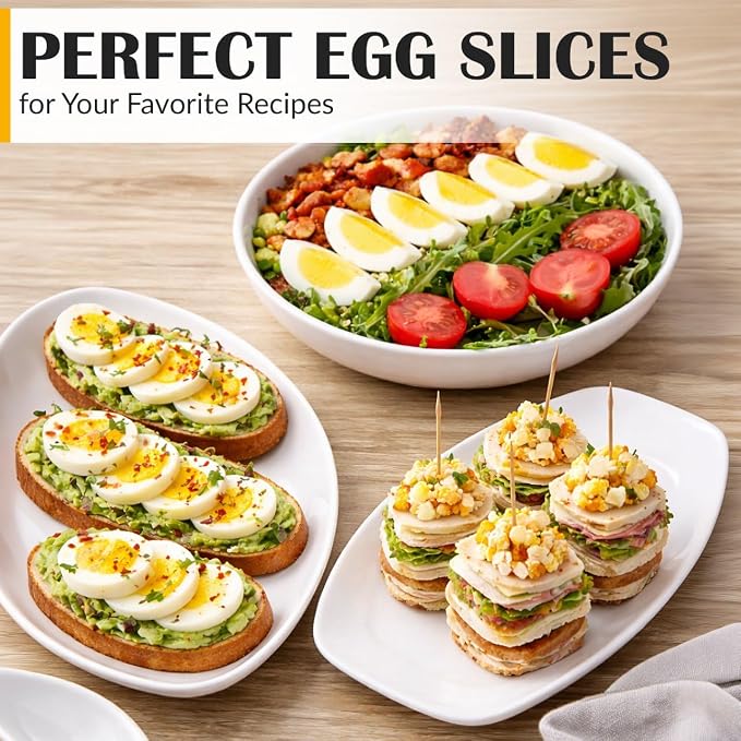 CraftyCrocodile Egg Slicer for Hard Boiled Eggs - 3 Slice Modes Egg Cutter, Heavy Duty, Stainless Steel Dicer - Kitchen Chopper Tool for Strawberry, Mushroom, Grape, Cherry Tomato - Black