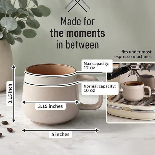 Ava Nord Ceramic Coffee Mugs Set of 4 | 12 oz Stoneware Coffee Cups | Lead-Free, Non-Toxic | Microwave and Dishwasher Safe | Comfortable Handle | Modern Nordic Design for Tea and Latte | Rose Sand