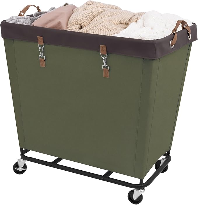 StorageWorks 320L Laundry Basket with Wheels, Extra Large Rolling Hampers for Clothing Organizer, Dirty Clothes Basket for Hote, Home, Closet, Dorm, Green