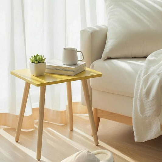 FORAOFUR Side Table, Small End Table Accent Living Room Bedroom Balcony Office, Modern Bedside Home Decor, Easy Assembly, (Yellow, 15.75D x 11.8W 16.54H in)