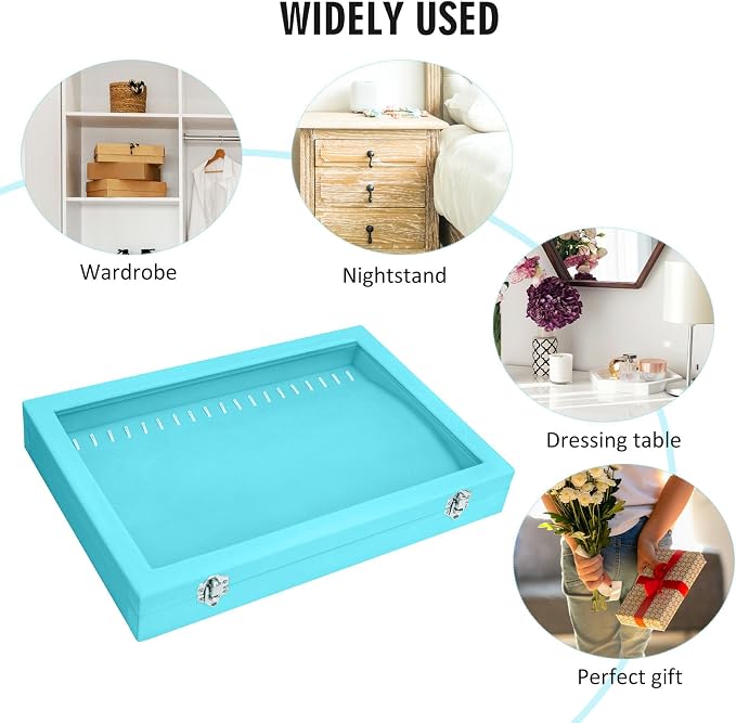 Vicoter Velvet Necklace Display Jewelry Tray 20 Hook Necklace Tray Necklace Pendant Jewelry Tray for Women and Girls