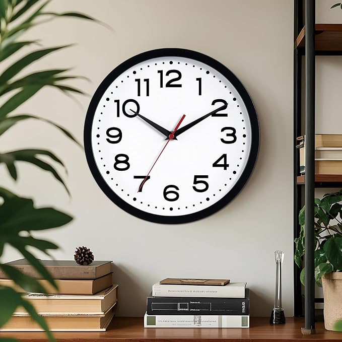 Roymnie Wall Clock Silent Non-Ticking Modern Clock Battery Operated 18 Inch Large Classic Analog Decorative for Classroom, Living Room, Office, Bedroom, School, Hotel (Black)