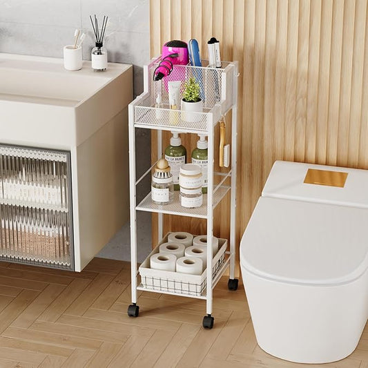 VITVITI Metal Hair Tool Organizer Shelf for Bathroom, 3 Tiers Hair Product Organizers Cart Floor Stand, Curling Irons Straighteners Storage Makeup Organizers for Vanity (White Color)