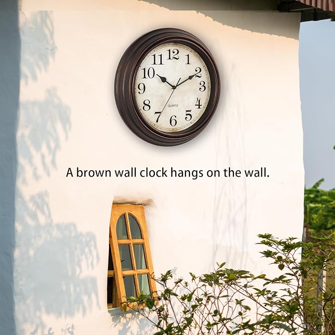 Wall Clock, 12 Inch Silent Non Ticking Battery Operated Clocks, Decorative for Living Room, Bedrooms, Kitchen (Bronze)