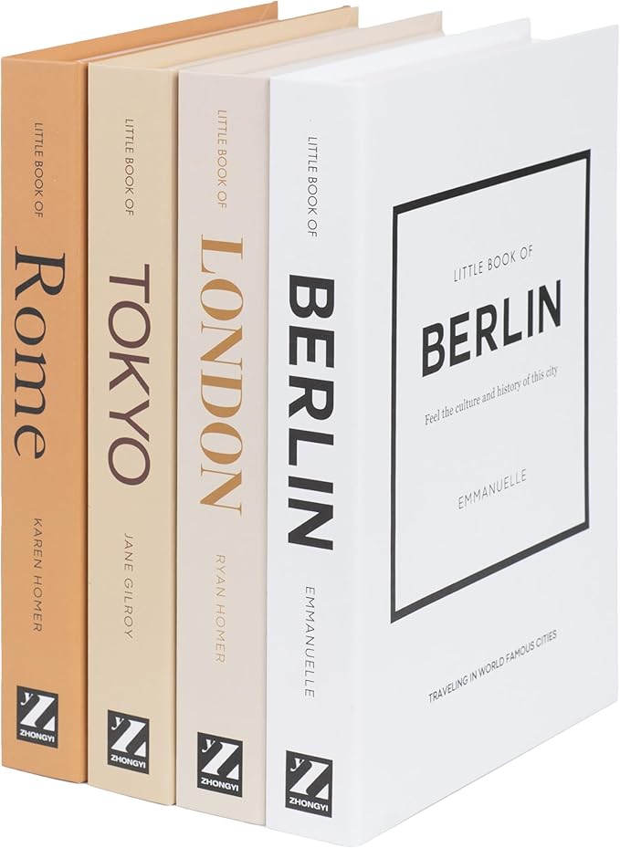 Mocha Medium | 4 PCS Faux Decorative Books for Home Decor | Not Real Books (Cardboard Boxes) | Coffee Table, Shelf Styling & Modern Aesthetic Accent Pieces for Living Room, Office