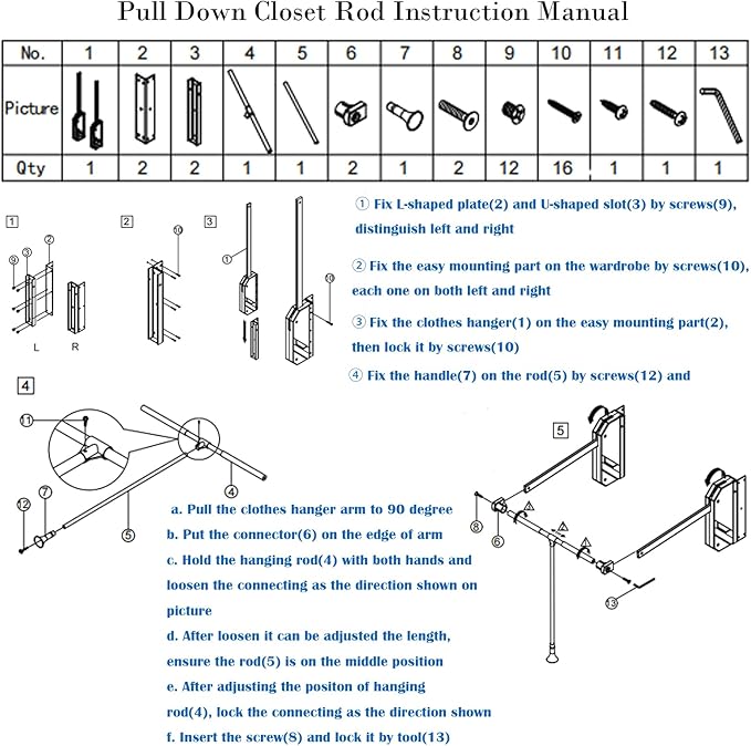 Pull Down Closet Rod - Adjustable 26-35 Inch Heavy Duty Hanging Rod with Soft-Close, Side & Back Mounted, 60 lbs Capacity for Closet & Wardrobe Organization