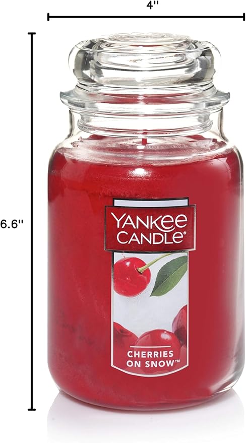Yankee Candle Cherries On Snow Scented, Classic 22oz Large Jar Single Wick Candle, Over 110 Hours of Burn Time