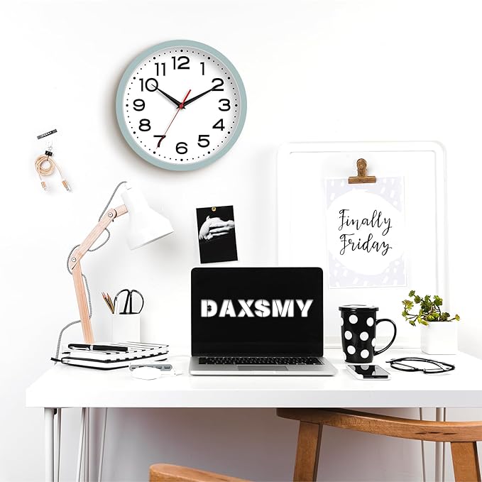 Roymnie Wall Clock Silent Non-Ticking Modern Clock Battery Operated10 Inch Small Classic Analog Decorative for Kitchen, Bathroom, Office, Bedroom, Home(Blue Gray)