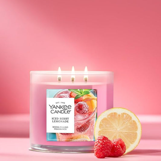 Yankee Candle Iced Berry Lemonade, Scented Candle, 14.5oz 3-Wick Candle Jar with up to 40 Hours Burn Time