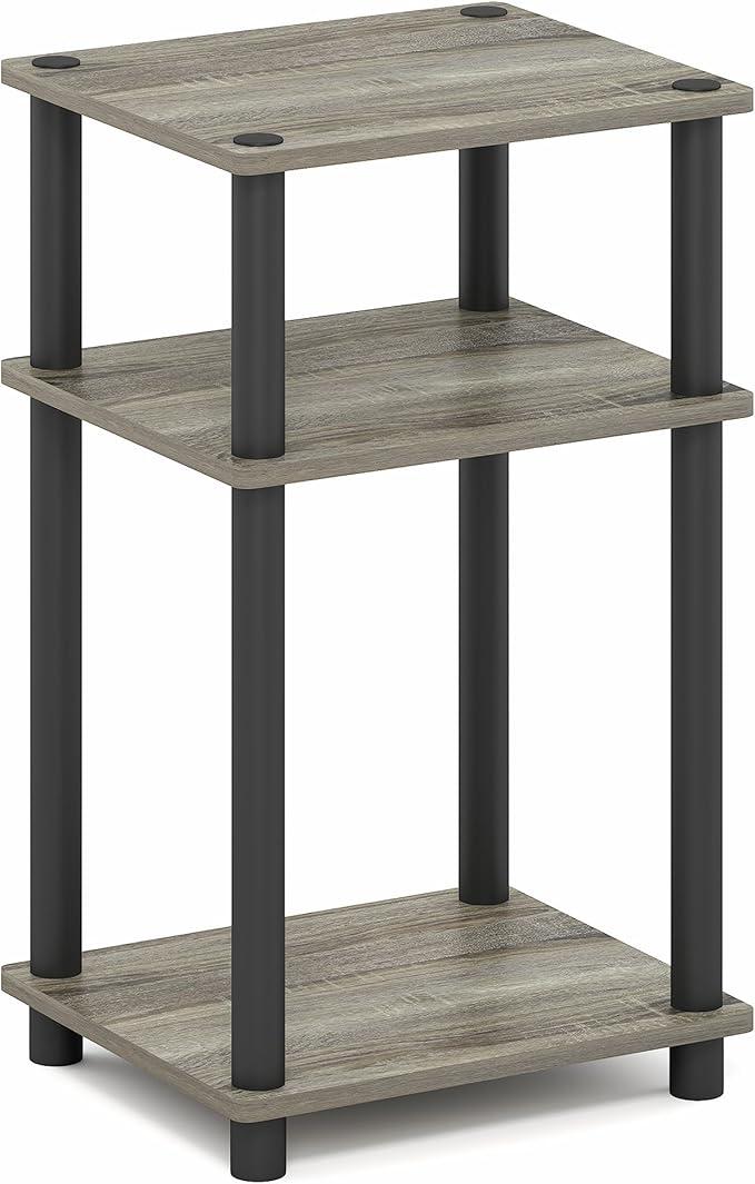 Furinno JUST Side Table Set of 2, 3-Tier End Tables, Open Shelves Night Stand, Nightstand, Toolless Assembly, for Living Room, Bedroom, French Oak