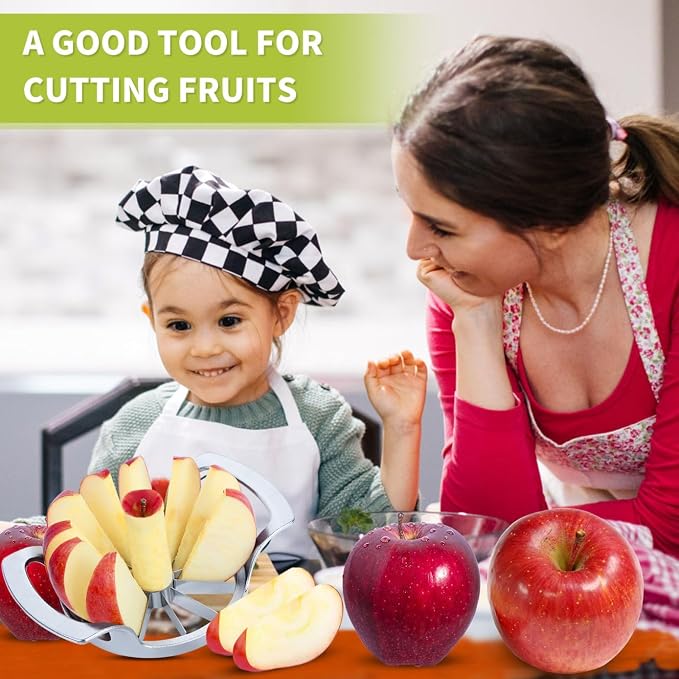 LIIGEMI Apple Cutter Slicer,12-Blade Large Apple Corer,Heavy Duty Stainless Steel Apple Cutter and Divider,Non-slip frosted handle,Easy to Use (Frosted)