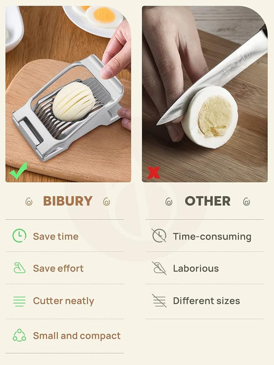 BIBURY Egg Slicer, Egg Cutter for Hard Boiled Eggs, Heavy Duty Aluminium Slicer for Egg Mushroom Strawberry Soft Fruit, Stainless Steel Wires, Dishwasher Safe & Easy to Clean