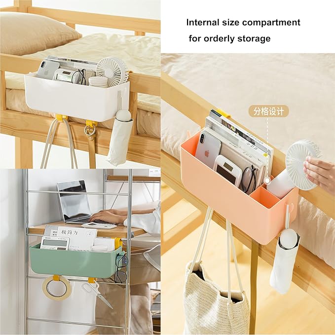 Bedside Organizer Storage Caddy Hanging as Bunk Bed Storage Accessories Handrail Multi Pockets for Dorm Bunk Bed Shelf