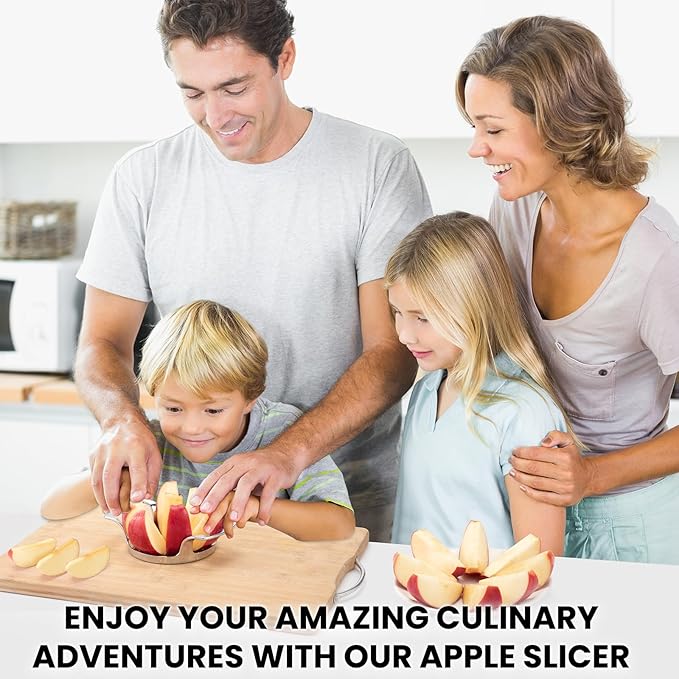 AUBENR 4.72 Inch Extra Large Apple Slicer with 8 Blades - Professional Heavy Duty Apple Cutter -304 Stainless Steel Apple Corer Tool - Sharp Apple Slicer and Corer - Easy to Use - Dishwasher Safe