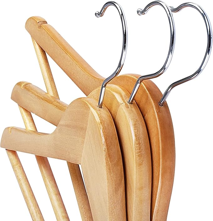 Utopia Home Premium Wooden Hangers 30 Pack - Heavy Duty & Durable Coat Hanger - Wood Hanger with 360-Degree Rotatable Hook - Clothes Hangers with Non-Slip Shoulder Notches For Shirts & Coats (Natural)