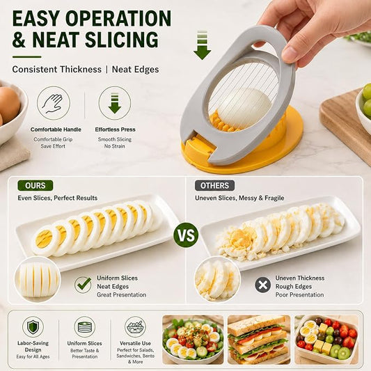 FANTEXY Egg Slicer for Hard Boiled Eggs,Boiled Egg Slicer with Stainless Steel Wires,Eggs Cutter for Strawberry,Avocado,Grape and Soft Cheese,Easy to Clean and Convenient for Storage