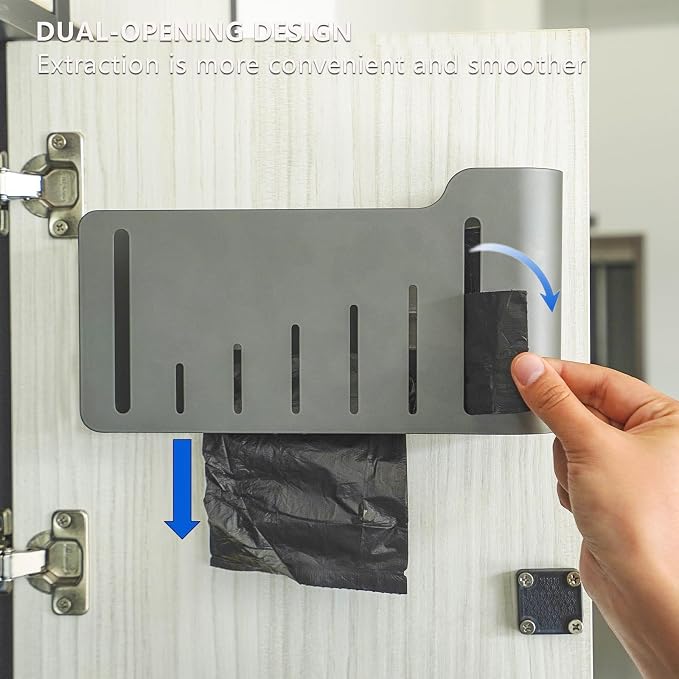 Cabinet Door Organizer, Adhesive Mount Kitchen Storage for Foil, Plastic Wrap & Food Bags - Behind the Door Dispenser for Pantry, Cabinet, Small Spaces