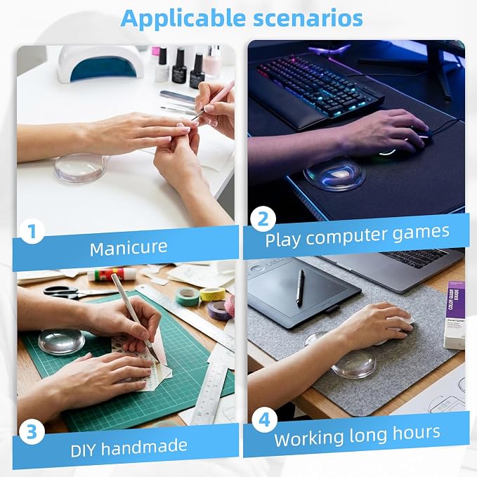 Mouse Wrist Rest Pad, Gel Mouse Wrist Rest, Comfortable Cool Silicone Gel Ergonomic Cushion,Non-Slip Base Wrist Support Cushion for Gaming, Computers, Laptops, Office Transparent