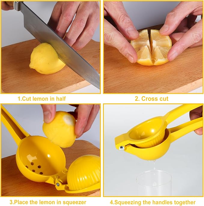 TEZZ Lemon Squeezer, Large Metal Manual Lime Citrus Juicer Hand Press | Ergonomic handle large bowl easy press for lemons and limes