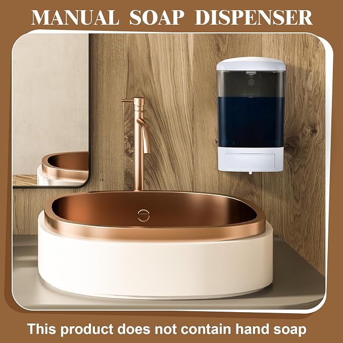Hushee Manual Soap Dispenser 33.8oz / 1000ml Kitchen Bathroom Plastic Refillable Wall Mounted Commercial Soap Dispenser for Liquid Containers Shampoo Gel Chamber Hotel Restaurant(Black)