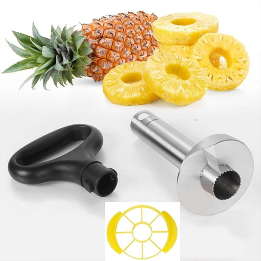 Cook Guy Pineapple Corer and Slicer Set - Includes Reinforced Stainless Steel Pineapple Cutter, Plastic Pineapple Divider - Easy Core Removal and Cutting Tool