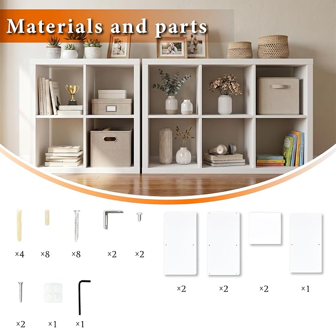 WannabeMyself【2026 Wooden Thick Frame】 4 Cube Storage Organizer with Anti-Tipping Kits, Reversible Open Back Book Shelf,Bookcase for Living Room,Bedroom,Entrance Hall,Office,11.6×24.6×24.7,White