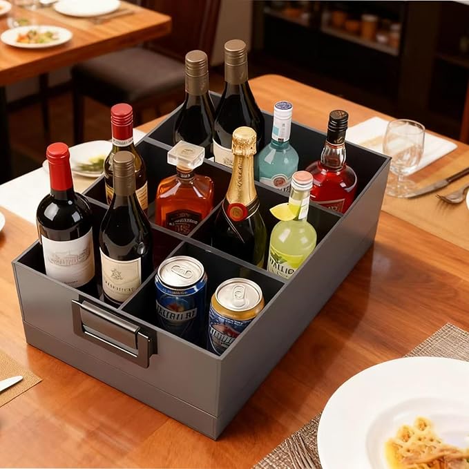 Black Shower Caddy stotage box.portable shower caddy,6-grid acrylic classification storage with tray.Suitable for bath Dorm Room,office,kitchen,dining,hotel,bar,travel,home organizer and storage box.