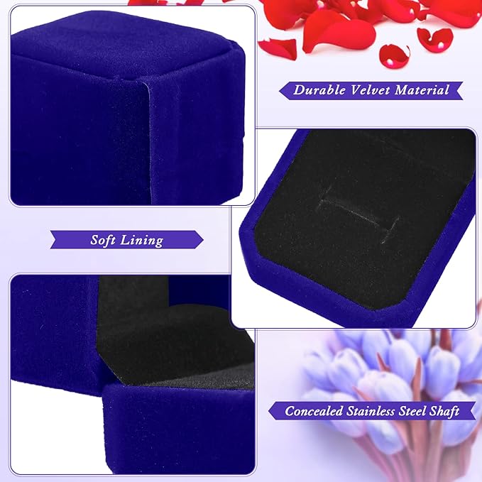 Laumoi 36 Pcs Velvet Ring Box for Wedding Ceremony Engagement Jewelry Boxes Packaging Display Ring Case Earring Storage Holder for Proposal Anniversary Birthday Gift(Blue)