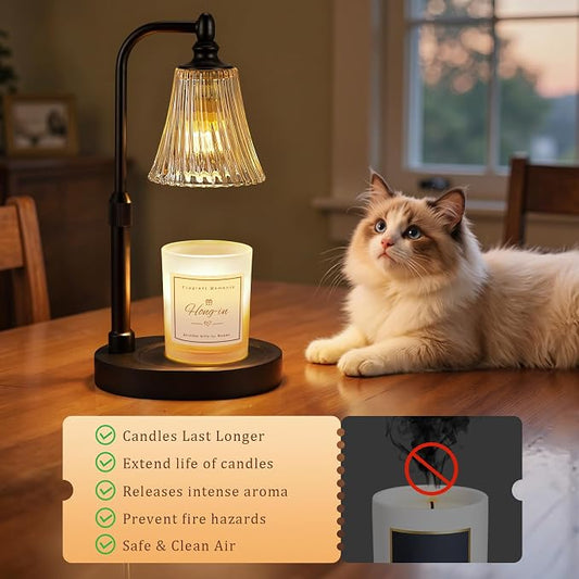 Hong-in Black Candle Warmer Lamp with Timer Dimmable,Birthday Gifts for Women,Adjustable Height Wax Melt Warmer for Jar Candles,House Warming Gifts New Home,Ideal for Office,Bedroom Home Decor