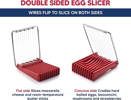 HIC Kitchen Double-Sided Egg Slicer, 18/8 Stainless Steel Wires