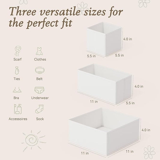 Criusia Drawer Organizers 18-Piece Set, Dresser Organizer for Baby Clothes, Foldable Closet Storage & Drawer Dividers for Underwear, Socks, Nursery, White