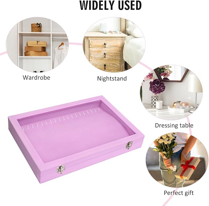 Vicoter Velvet Necklace Display Jewelry Tray 20 Hook Necklace Tray Necklace Pendant Jewelry Tray for Women and Girls