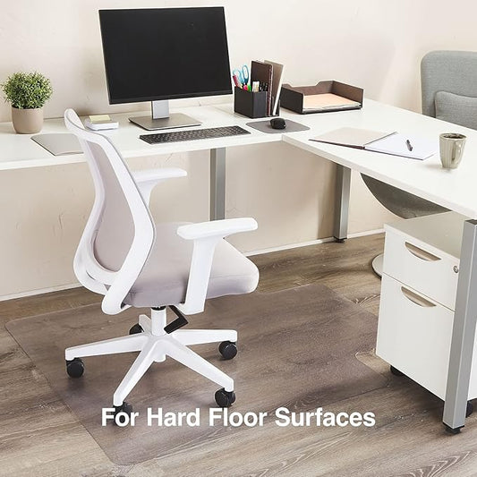 Staples Office Chair Mat, Clear Floor Mats with Lip, Hard Floors, Textured Underside, Extended Under-Desk Coverage, 53 x 45 Inch, Smooth Glide