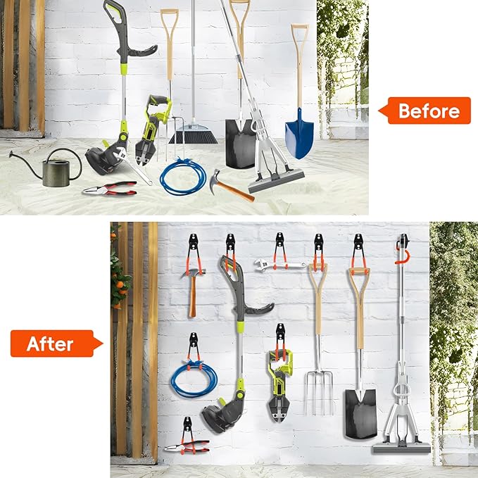 Donext Garage Hooks, 12 Pack Heavy Duty Steel Utility Hooks for Hanging, Wall Mount Garage Storage Hooks for Tools, Ladders, Bikes, Bulky Items, Orange