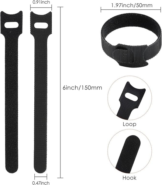 MVYC 120PCS 6 Inch Cable Ties Reusable Multi-Purpose Wire Ties Cord Organizer Adjustable Cable Management 5 Colors
