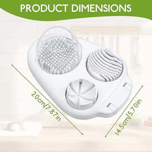 3 in 1 Egg Slicer, Stainless Steel Multipurpose Egg Cutter, Multi-function Kitchen Chopper Tool for Strawberry, Mushroom, Grape, Cherry Tomato, Easy to Clean Kitchen Cutter