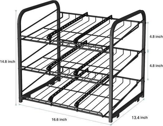 Can Rack Organizer, 3 Tier Stackable Can Storage Dispenser,for Food Storage, Kitchen or Pantry, Storage for 36 Cans, Black