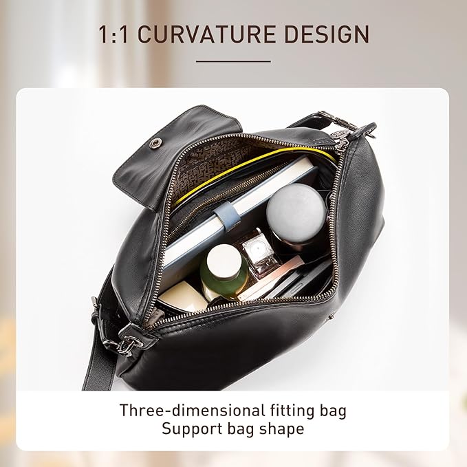 Doxo Purse Organizer Insert Compatible with Longchamp Xtra Hobo M Bag, Extra Lightweight Waterproof Bag Organizer with YKK Zip(Black, Hobo)