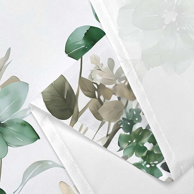 Green Floral Shower Curtain, Green Lavender Floral Butterfly Boho Shower Curtains for Bathroom, Farmhous Flower Cute Fabric Shower Curtain Set with 12PCS Hooks, 60X70IN