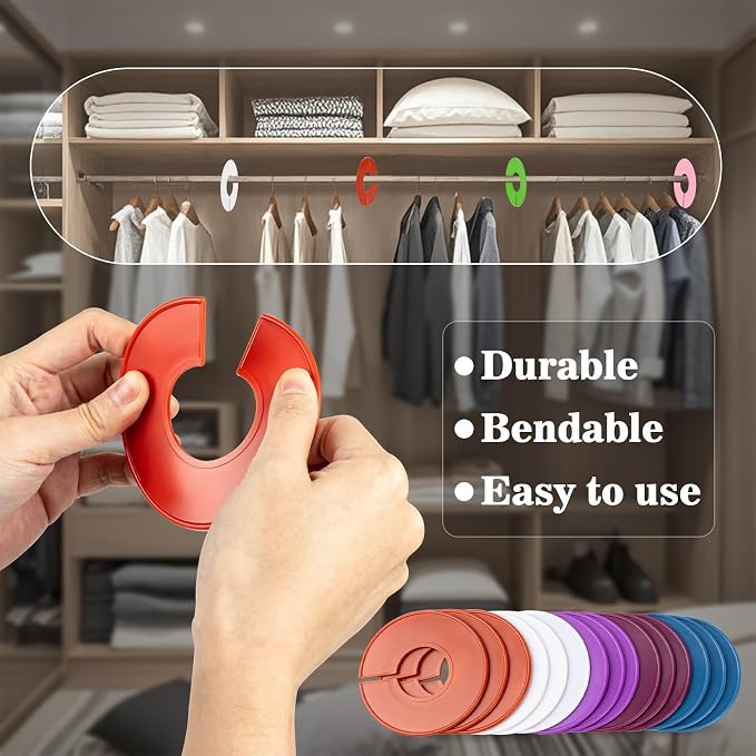 Closet Dividers Clothes Organizers - Sukh Closet Organizers Plastic Clothes Size Dividers Labels Separators for Garment Organizer Boutique Hanger Clothing Rack No Burrs 10 Assorted Colors (40)