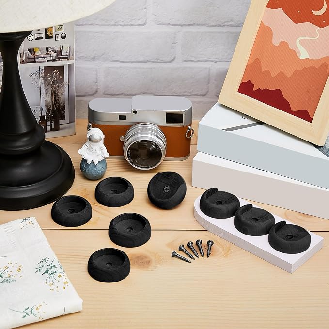 Yookeer 4 Pack Wooden Closet Pole Sockets 1-3/8" Closet Rod Holders Pole Holders for Wardrobe Hallway Bathroom Curtain Clothing Store(Black)
