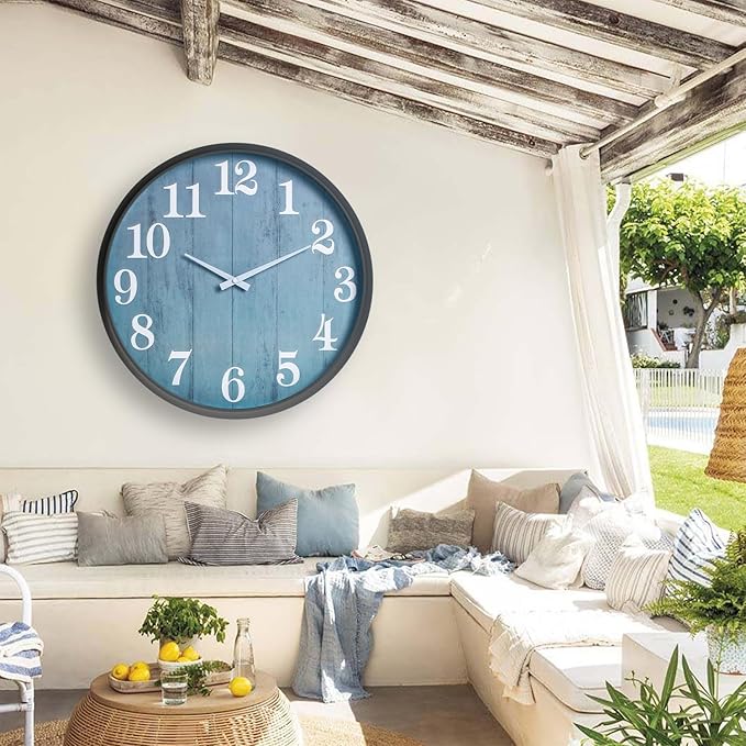 Large Outdoor Indoor Clock Waterproof,18 Inch Waterproof Oversized Wall Clocks,Silent Movement Battery Operated for Garden Patio Pool Room Office Decorative Gifts